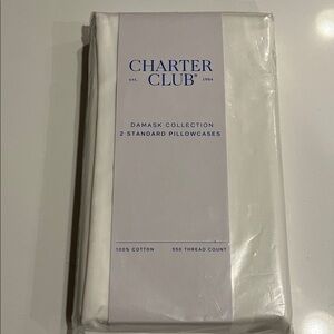 NWT Charter Club Damask 2 Standard 550 ThreadCount 100% Cotton Pillowcases White